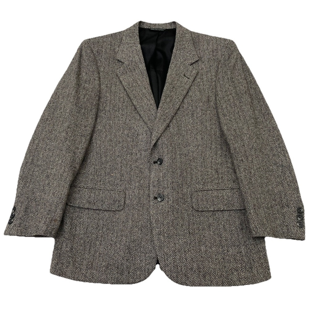 Vintage Christian Dior Monsieur 100% Wool Herringbone Blazer 40 S Made in USA